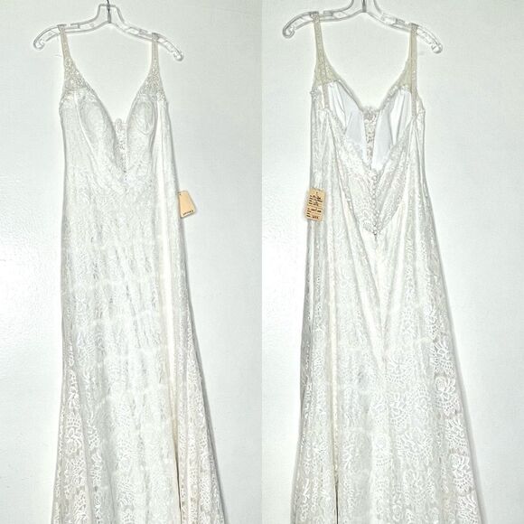Maggie Sottero Dorian 8MS563 All-over Lace Beaded Straps Wedding Dress, Size 12 - Picture 3 of 16